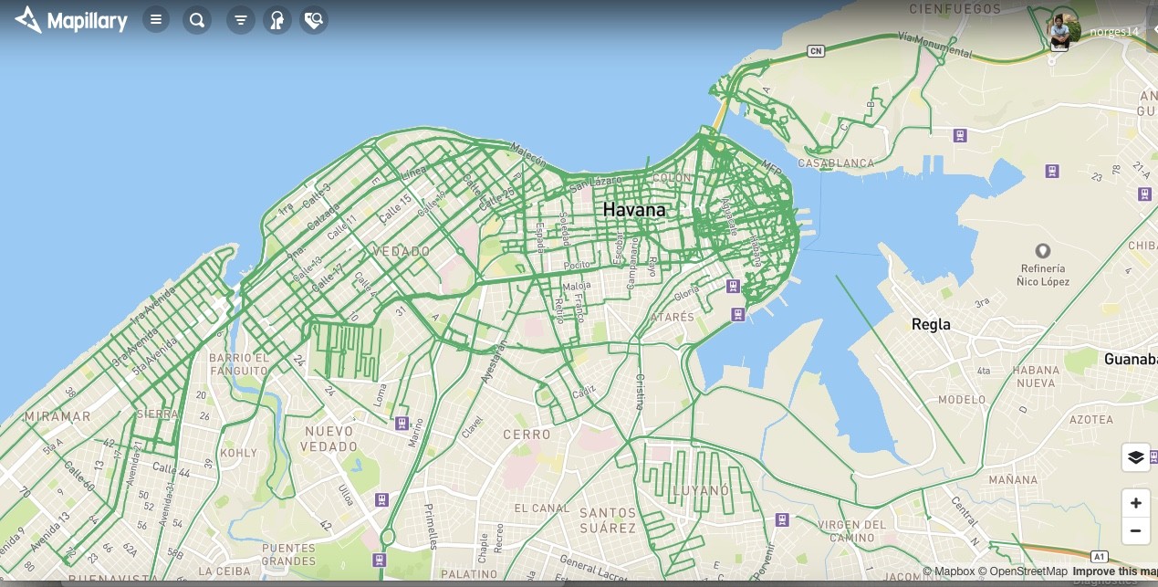 Mapa muestra las calles de La Habana